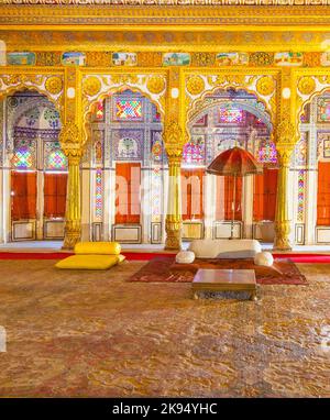 JODHPUR, INDIA - OCT 22: inside the Meherangarh fort on Oct 22,2012 in Jodhpur, India. The fort was built in 1459  by Rao Jodha. It was in use till 19 Stock Photo