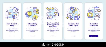 Homebuying process onboarding mobile app screen Stock Vector