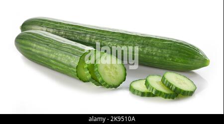 fresh raw cucumber isolated on white background Stock Photo