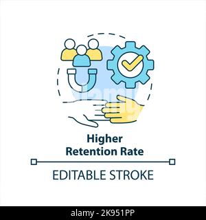 Higher retention rate concept icon Stock Vector