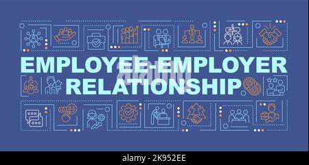 Employee-employer relationship word concepts dark blue banner Stock Vector