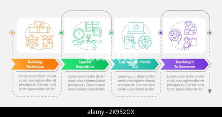 Verbal memorizing techniques rectangle infographic template Stock Vector