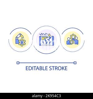 Involve mechanization in business loop concept icon Stock Vector