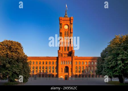 Rotes Rathaus in evening light, Berlin-Mitte, Germany, Berlin Stock Photo