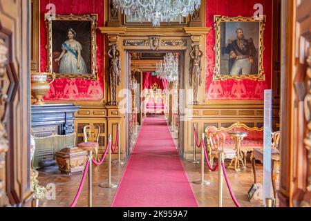 A corridor inside Miramare Castle near Trieste, Italy Stock Photo