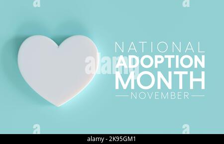 National Adoption month is observed every year in November. 3D Rendering Stock Photo