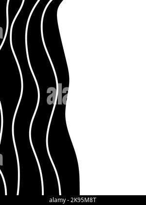 Black wavy curved shapes. Monochrome, grayscale, curvy elements. Use for line art, montage, overlay, pattern, mark making or texture. Stock Vector