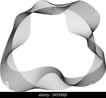 Black wavy curved lines on the white background - Tech, business, science concept. Stock Vector