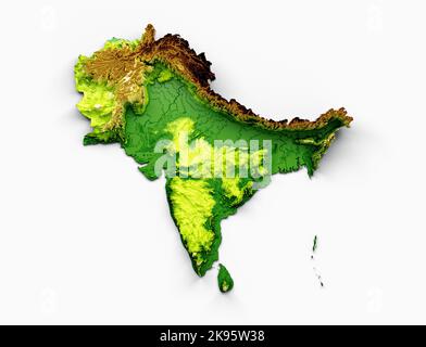 Subcontinent Map India, Pakistan, Nepal, Bhutan, Bangladesh, Sri Lanka, and the Maldives. 3d illustration Stock Photo