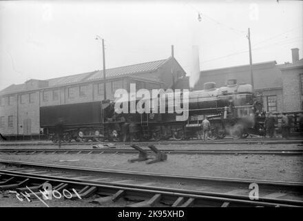 The State Railways, SJ on 1474, was SJ's largest steam locomotive and was a kind train locomotive with turbine operation. It was built by Nydqvist & Holm and delivered in 1927, but problems with reliability led to its scrap as early as 1935. Stock Photo