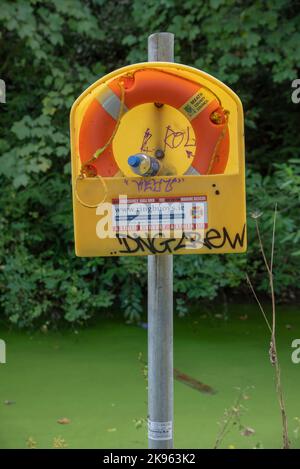 Life ring buoy at Ramparts Walk in Navan Ireland Stock Photo