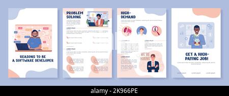 Reasons to be software developer flat vector brochure template Stock Vector