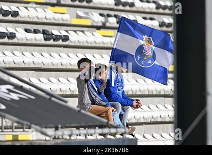 Fans and supporters of Porto pictured during a soccer game between the youth teams of Club Brugge KV and FC Porto during the fifth matchday in group B in the Uefa YOUTH League for the 2022-2023 season , on Wednesday 26 th of October 2022 in Roeselare , Belgium . PHOTO DAVID CATRY | SPORTPIX Stock Photo