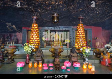 Ipoh, Malaysia - October 2022: Views of the Ling Sen Tong Temple, Chinese temple built within a limestone cave on October 19, 2022 in Ipoh, Malaysia. Stock Photo