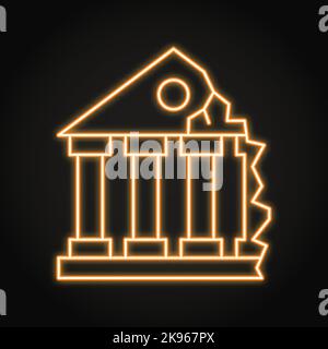 Bank crisis neon icon in line style. Vector illustration. Stock Vector