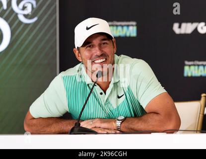 MIAMI, FL-OCT 26: Brook Koepka is seen during LIV Golf Invitational press conference at Trump National Doral Miami on October 26, 2022 in Doral, Florida.  (Photo by Alberto E. Tamargo/Sipa USA) Stock Photo