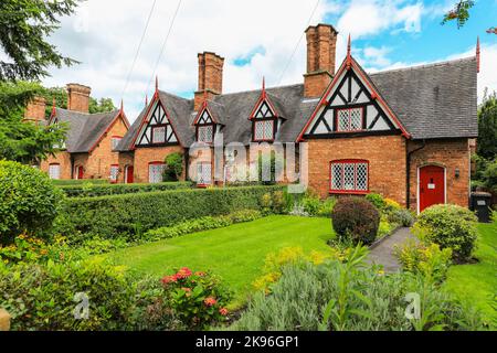 The Tollemache Almshouses, Wilbraham's Almshouses, Wilbraham Almshouses or Welsh Row Almshouses in Nantwich, Cheshire, England, UK Stock Photo