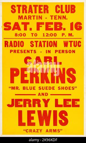 Carl Perkins and Jerry Lee Lewis Strater Club Concert Poster (1957) Stock Photo