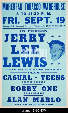 Jerry Lee Lewis 1958 Morehead, KY 'Tobacco Warehouse' Concert Poster Stock Photo