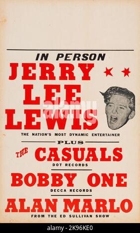 Jerry Lee Lewis Casuals:Bobby One Concert Poster (circa late 1950s) Stock Photo