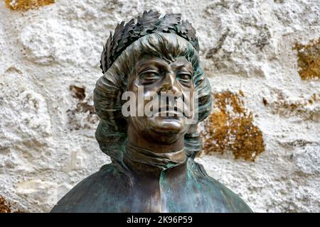 close up head portrait of hunyadi matyas matthias corvinus in Visegrad Stock Photo