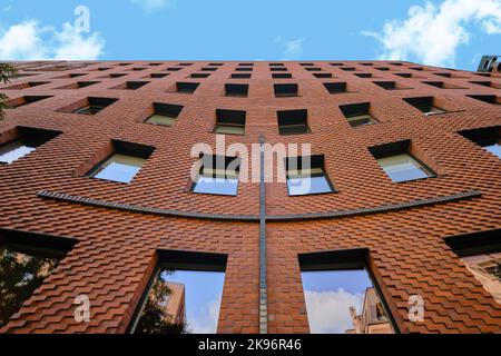 Hamburg, Germany - Sept 2022: The Ecumenical Forum is a sacred and a residential and office building designed by Wandel Lorch Architekten in Hafencity Stock Photo