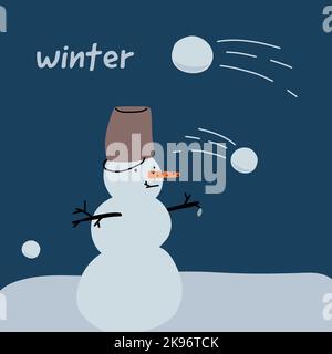 cute stylish postcard about winter, snow, nature Stock Vector