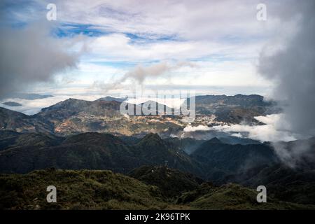 The summit beautiful landscape of Fan Si Pan or Phan Xi Pang mountain the highest mountain in Indochina at Sapa , Vietnam view of when look at from vi Stock Photo
