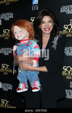 LOS ANGELES - OCT 25:  Shohreh Aghdashloo, Chucky at the 50th Saturn Awards - Arrivals at Marriott Convention Center on October 25, 2022 in Burbank, CA (Photo by Katrina Jordan/Sipa USA) Stock Photo