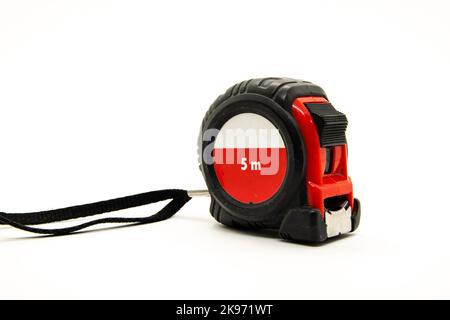 5 meter measuring tape isolated on white background Stock Photo