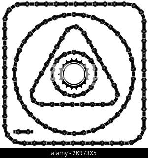 Set of Differente Bicicle Chain Frames Isolated on White Background Stock Vector