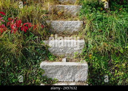 Stone Staircase assembled from stones Stock Photo