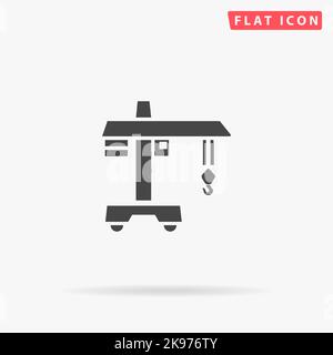 Crane flat vector icon. Hand drawn style design illustrations. Stock Vector