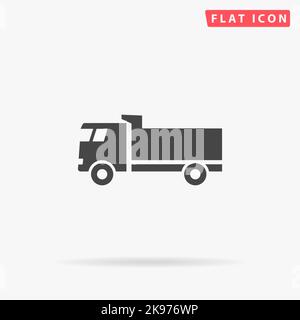 Dump truck flat vector icon. Hand drawn style design illustrations. Stock Vector