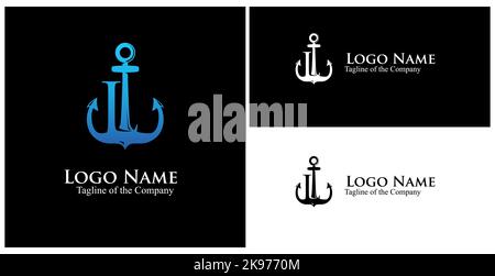 L text custom achor logo. initial a custom text in achor logo vector illustration Stock Vector