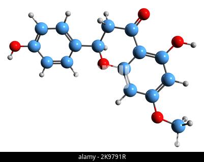 3D image of Sakuranetin skeletal formula - molecular chemical structure of  flavan-on isolated on white background Stock Photo