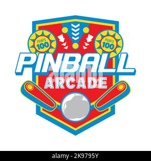 Pinball Game Arcade Vintage Retro Badge Emblem Hipster Logo Vector Icon Illustration Stock Vector