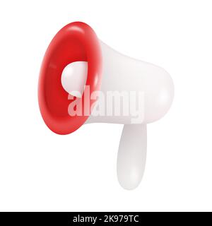 3D Megaphone Icon Isolated on White Background. Vector Illustration. Realistic Loudspeaker Stock Vector