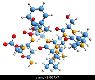 3D image of Somatotropin skeletal formula - molecular chemical structure of Growth hormone isolated on white background Stock Photo