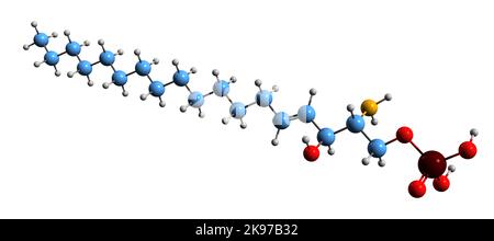 3D image of Sphingosine-1-phosphate skeletal formula - molecular chemical structure of  signaling sphingolipid isolated on white background Stock Photo