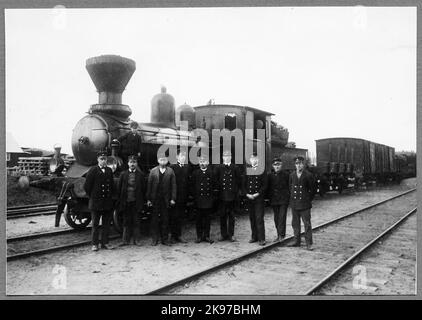 Varberg - Ätrans Railway, Wbäj Lok 7 with staff. Stock Photo