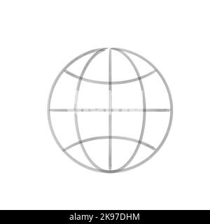 Hand drawn wireframe earth grid icon. Globe sphere symbol. Stock vector illustration isolated Stock Vector