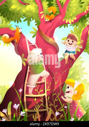 Happy kids playing in park Stock Vector Image & Art - Alamy