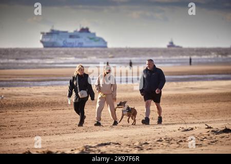 Crosby beach Stena Embla Stena Line  Swedish shipping line company route from Belfast to Liverpool Stock Photo
