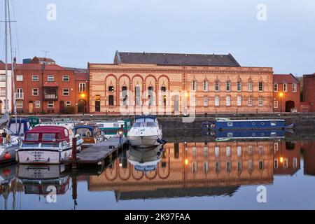 Bristol Robinson's Warehouse Bathurst Parade, Floating Harbour 1874 by William Bruce Gingell, Bristol Byzantine style with yellow and red brick and Mo Stock Photo