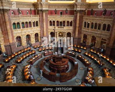 The Main Reading Room of the Library of Congress, Thomas Jefferson building  in Washington, DC.  Photo by Francis Specker Stock Photo