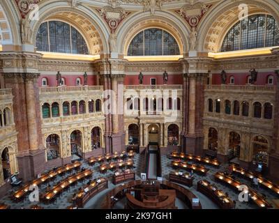 The Main Reading Room of the Library of Congress, Thomas Jefferson building  in Washington, DC.  Photo by Francis Specker Stock Photo