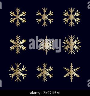 Vector set of different winter snowflakes icons  Stock Vector