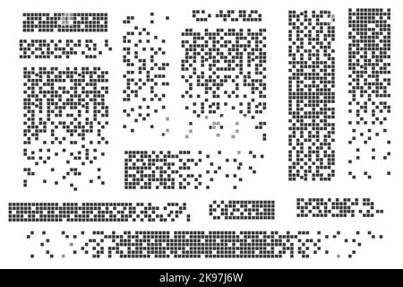 Dissolved filled square dotted vector icon with disintegration effect. Vector rectangle elements are grouped. Isolated on white background. Stock Vector
