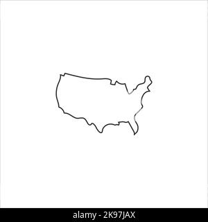 USA map icon with editable stroke. Minimal linear US icon. concept of coastline of north america and part of global world Stock Vector